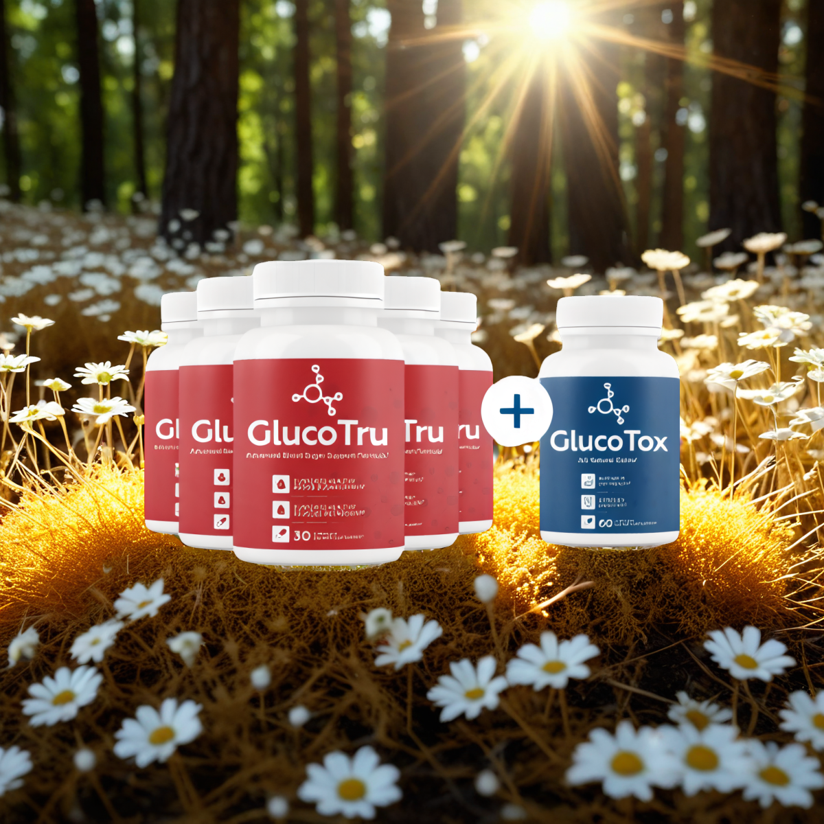 GlucoTru - 5 bottles + 1  Bonus +  Shipping